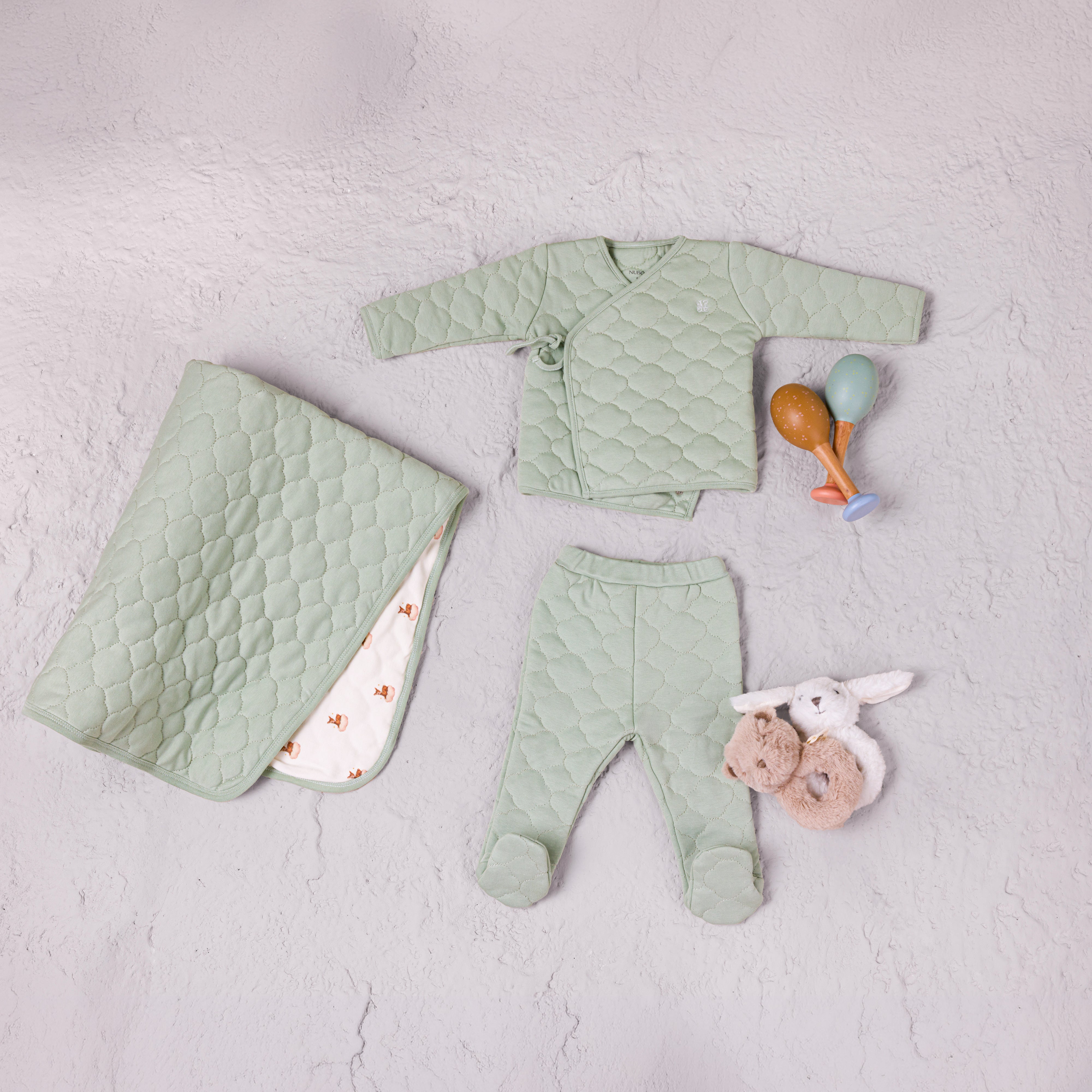 2-Piece Cloud Quilted Green Jacket & Pant Set