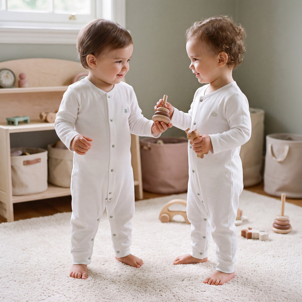 3-Piece Embroidered Pajama Jumpsuit Set (Monogram, Cloud, Deer)