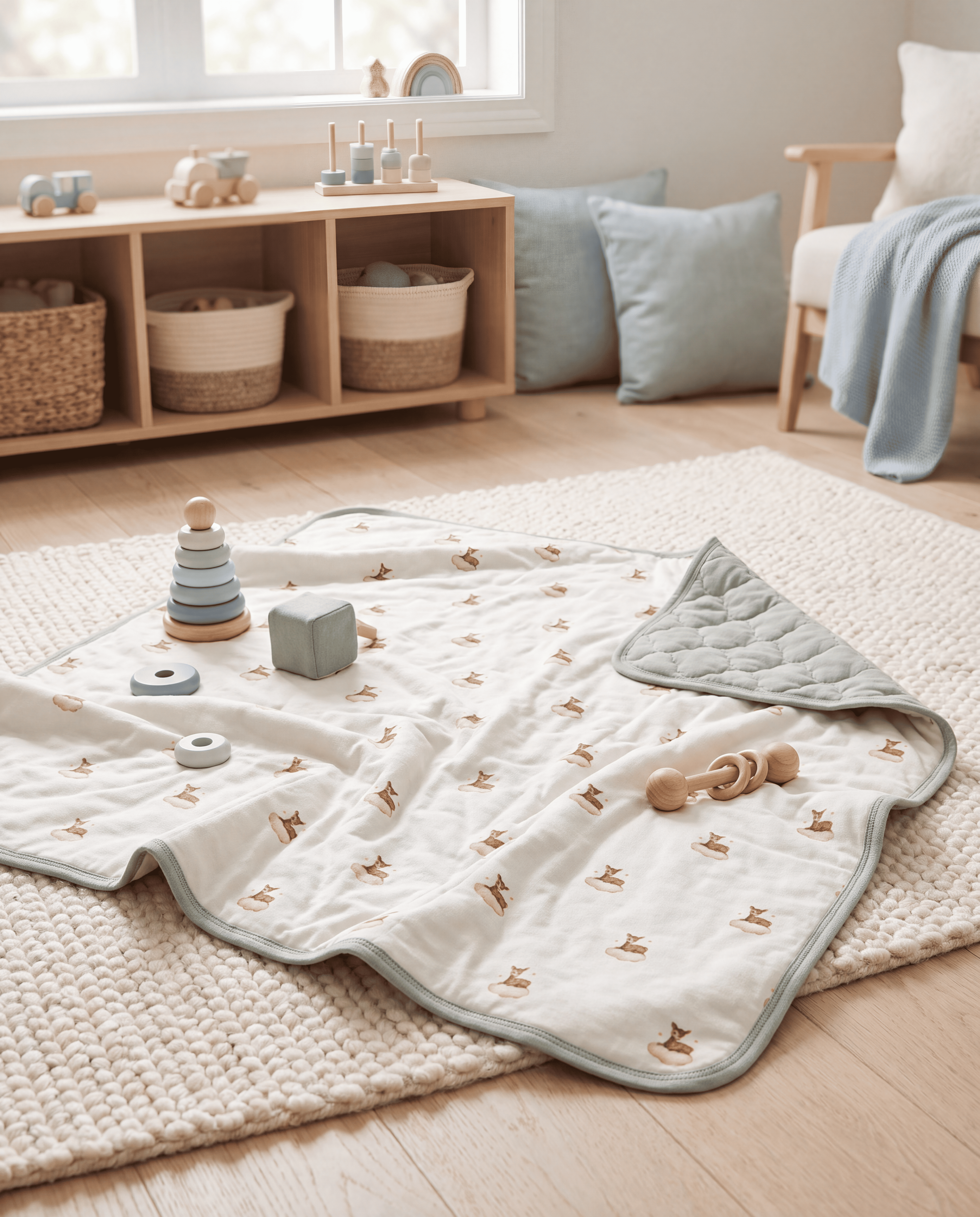 Quilted Deer Print Baby Blanket