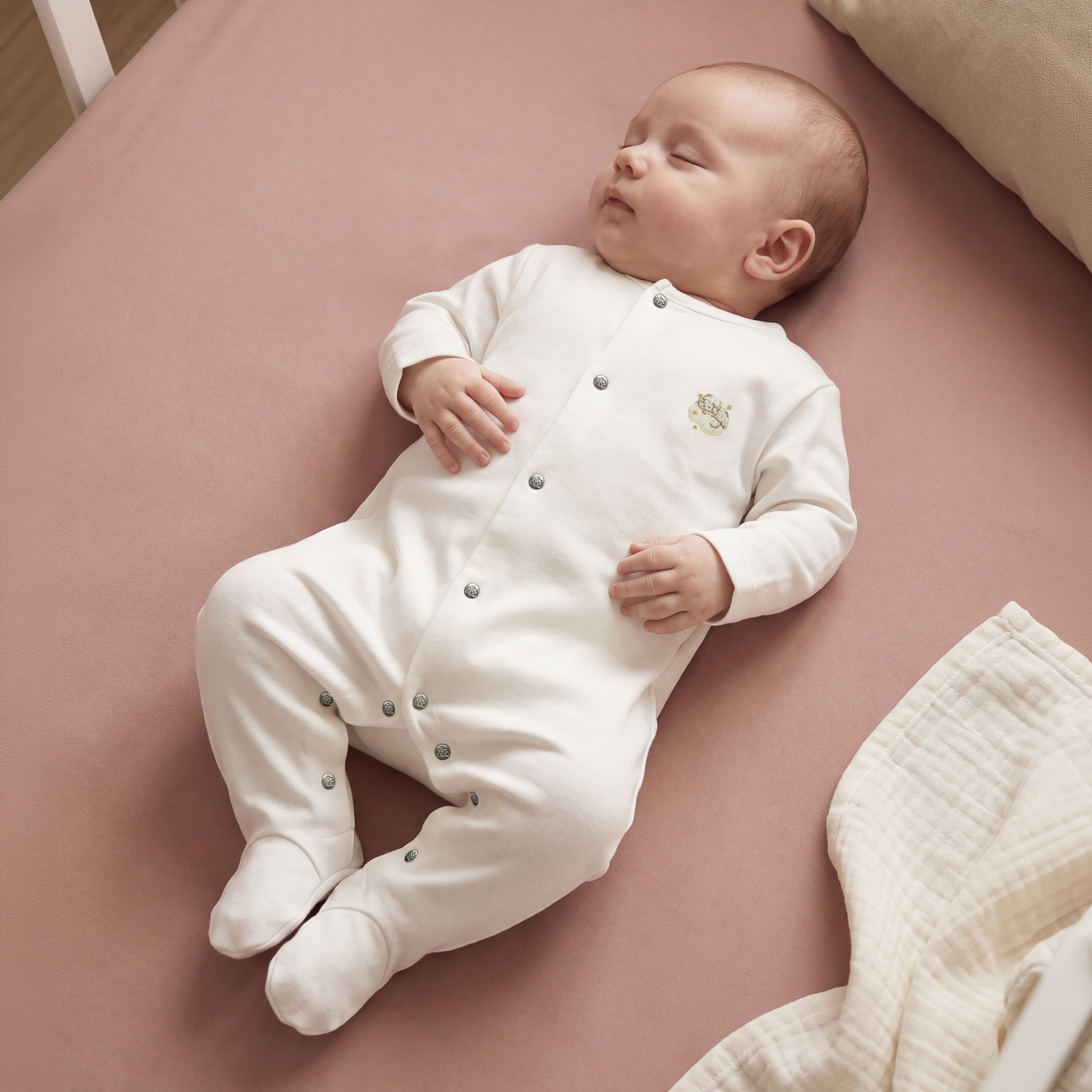 Sheep Embroidered Pajama Jumpsuit
