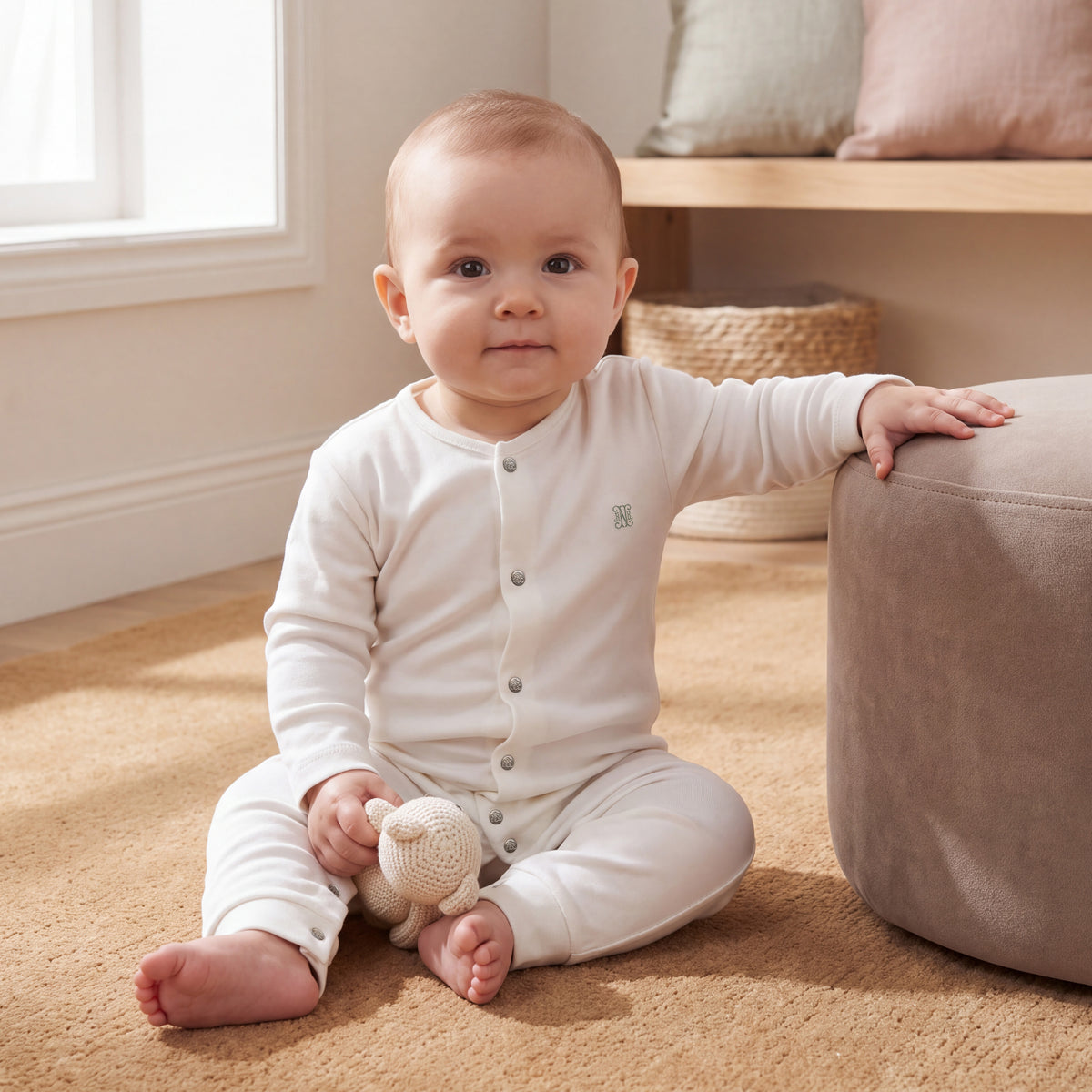 Monogram Embroidered Pajama Jumpsuit