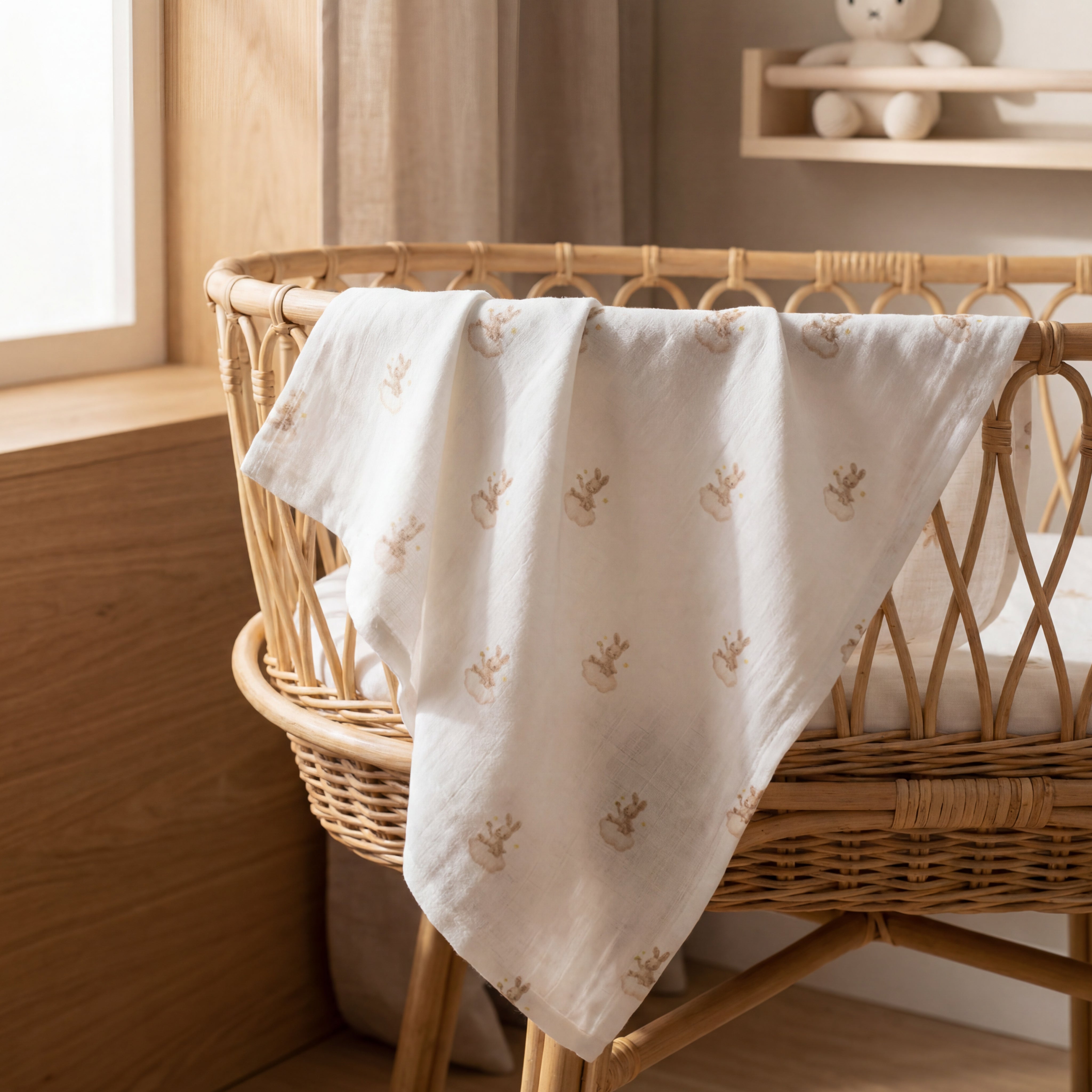 Muslin Rabbit Print Blanket