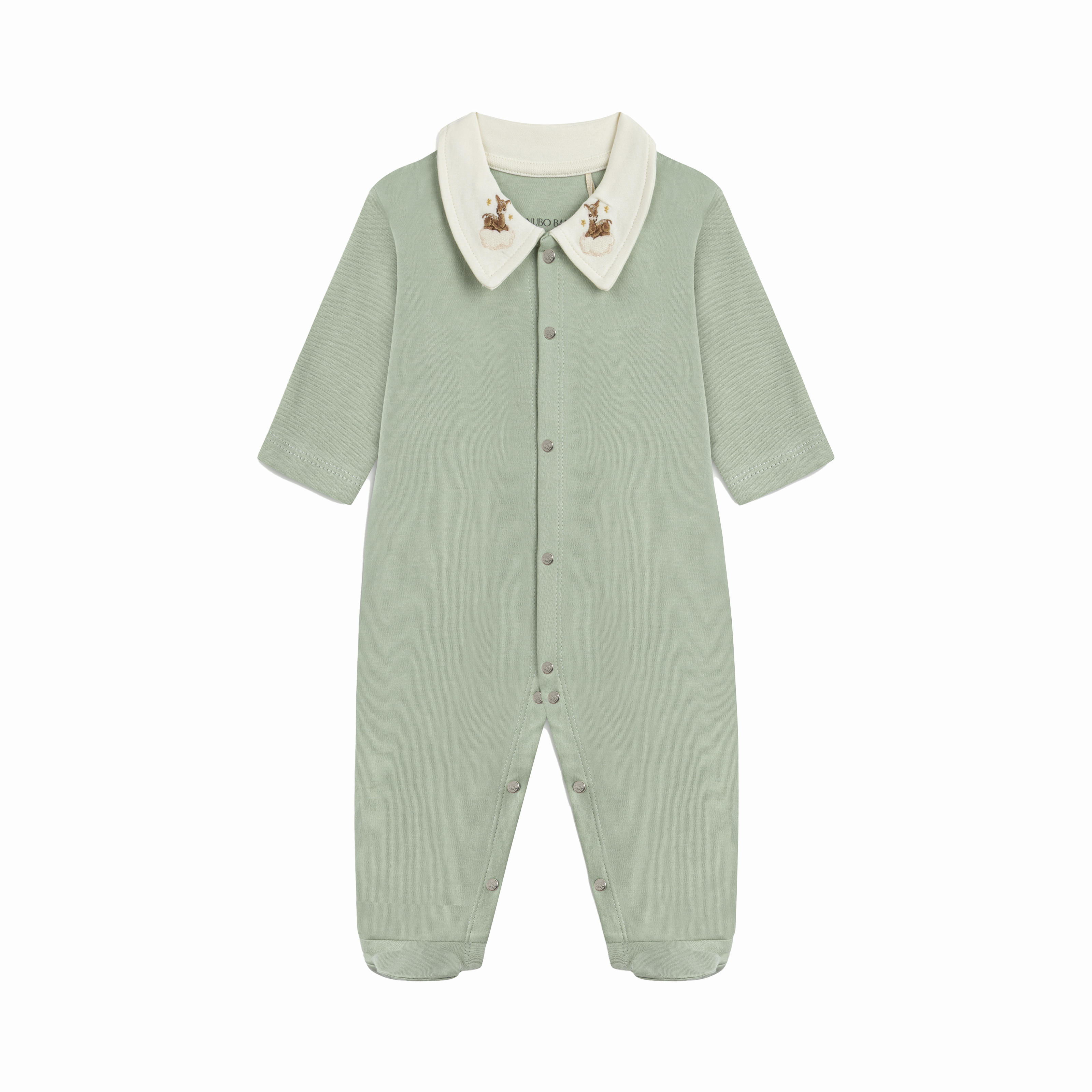 Deer Embroidered Collar Jumpsuit