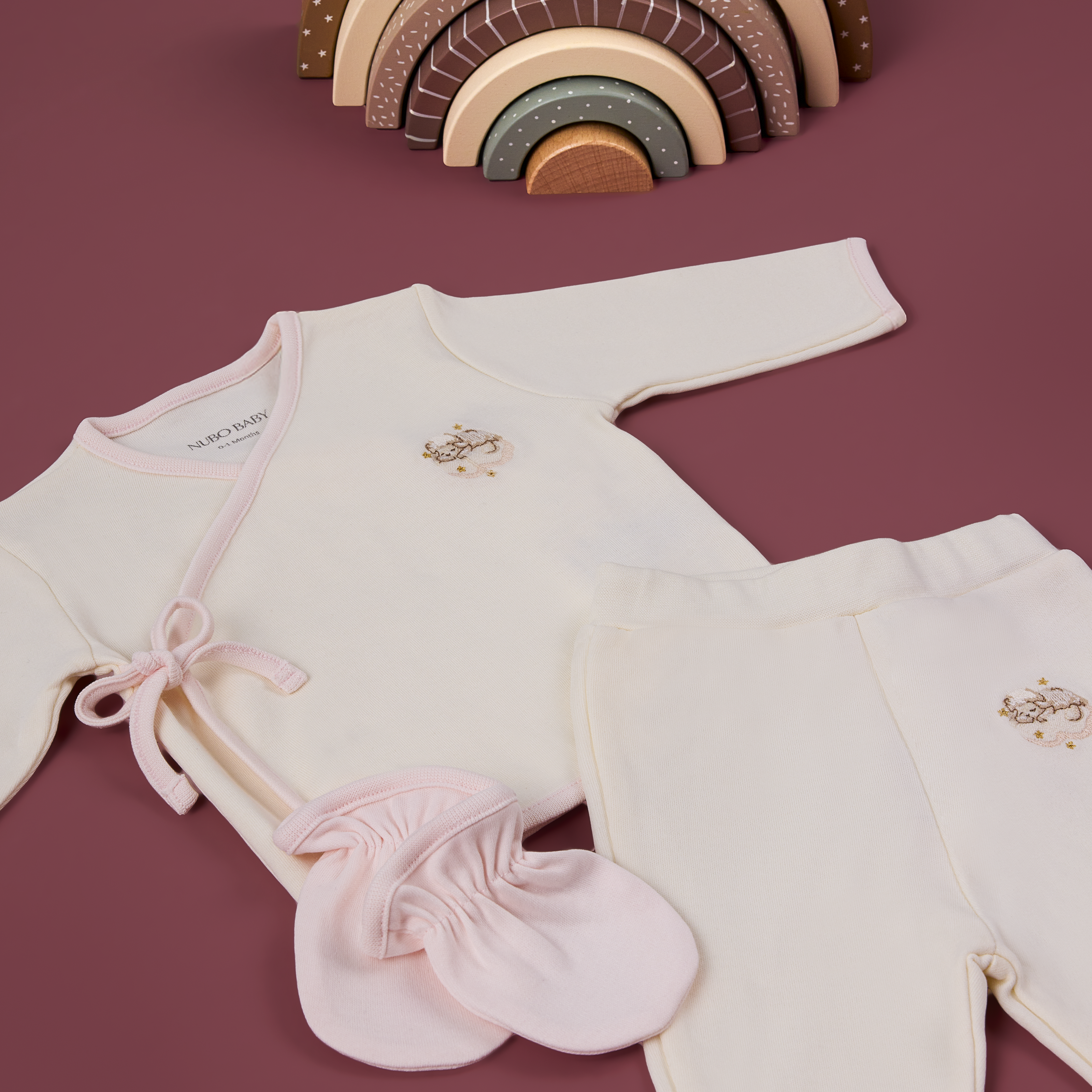 Sheep Embroidered Wrap Blouse