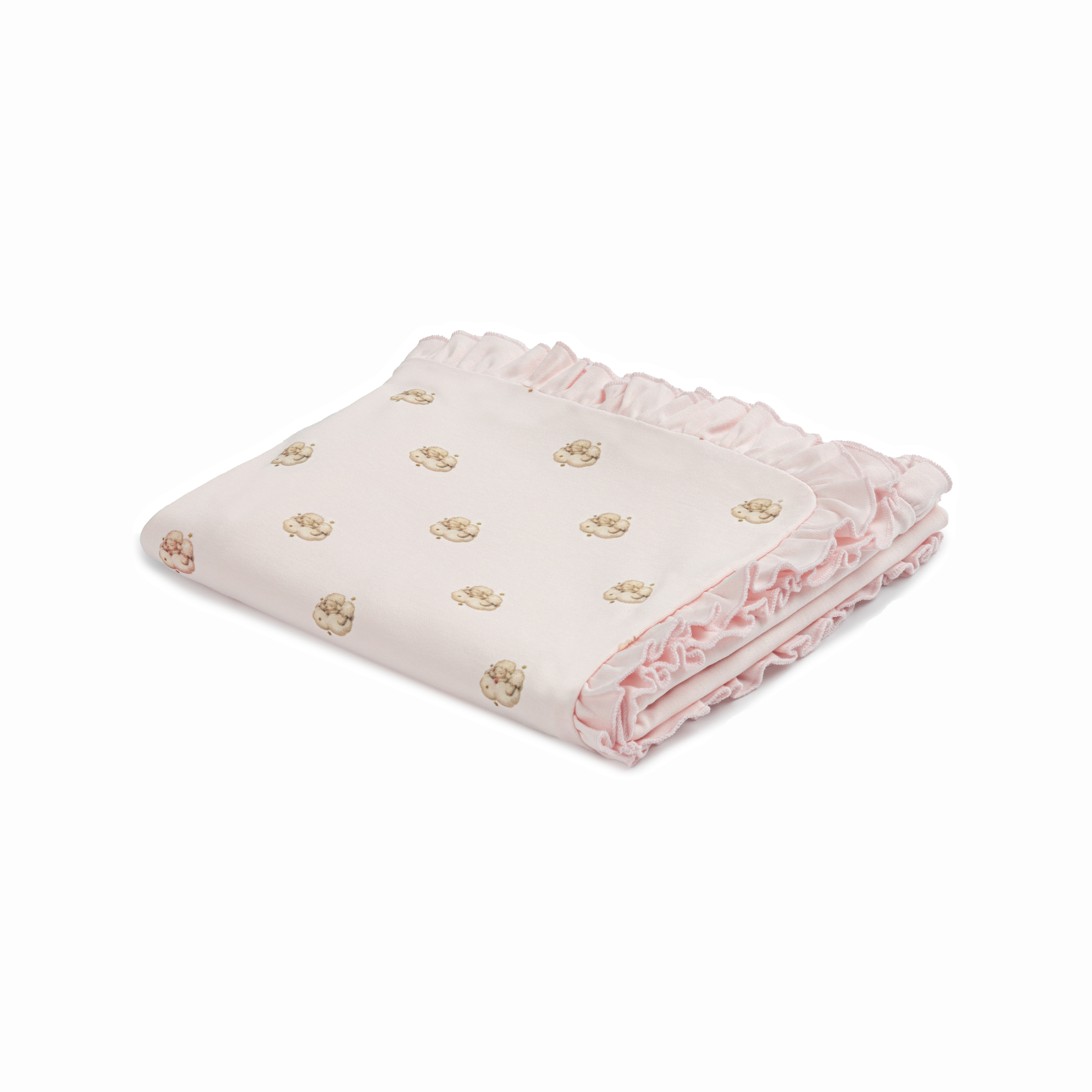 Ruffled Sheep Print Baby Blanket