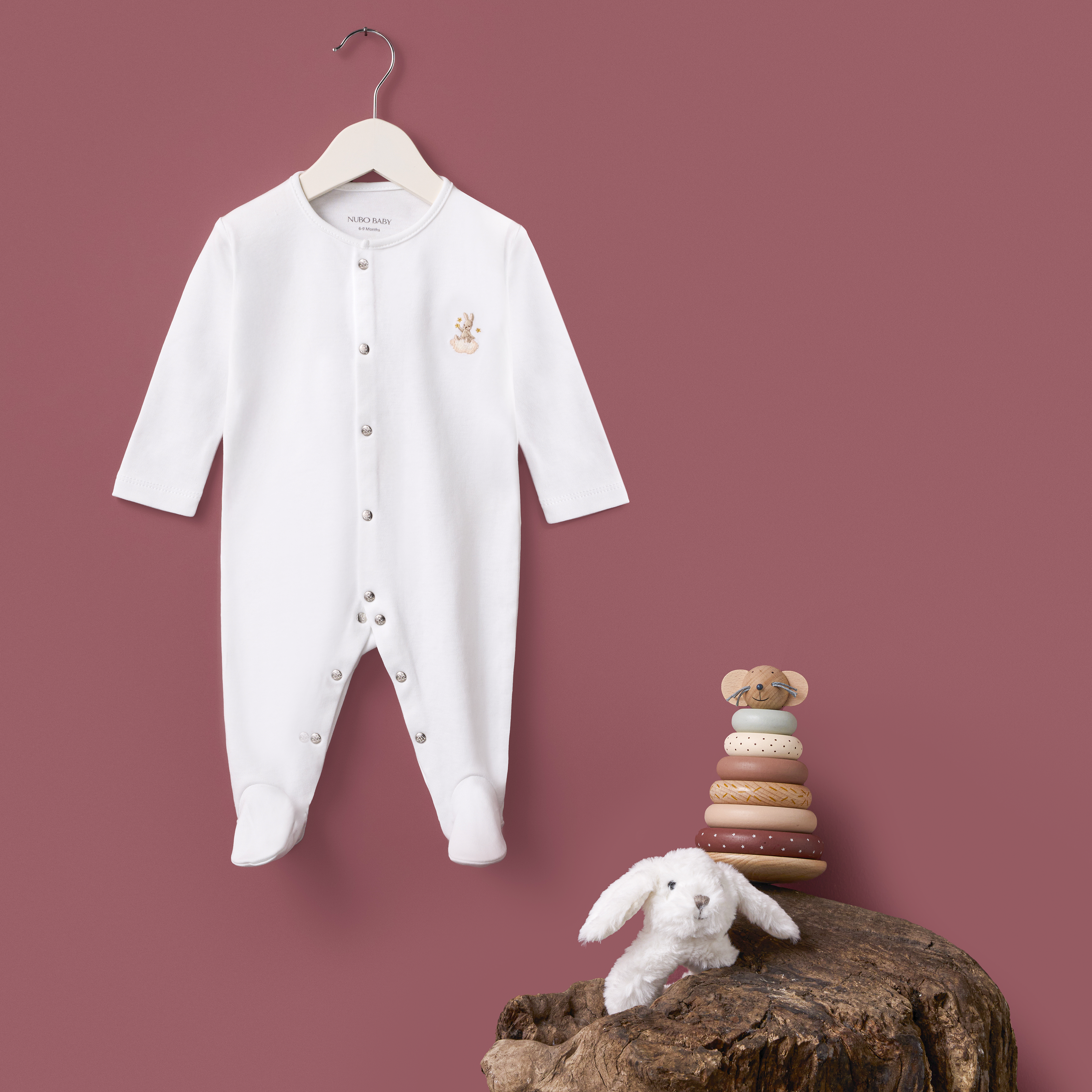 Rabbit Embroidered Pajama Jumpsuit