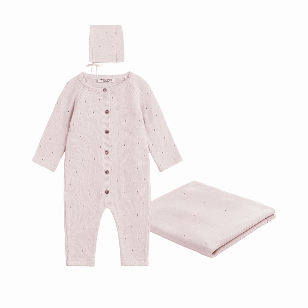 Pink Knit Jumpsuit & Blanket Set