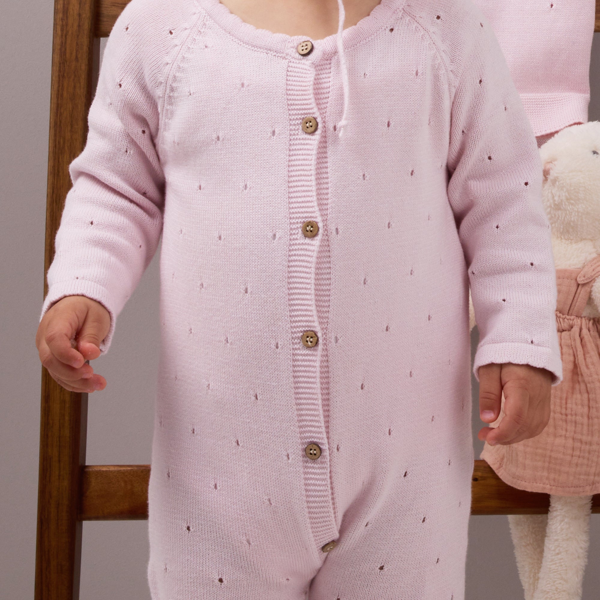 Pink Knit Jumpsuit & Blanket Set