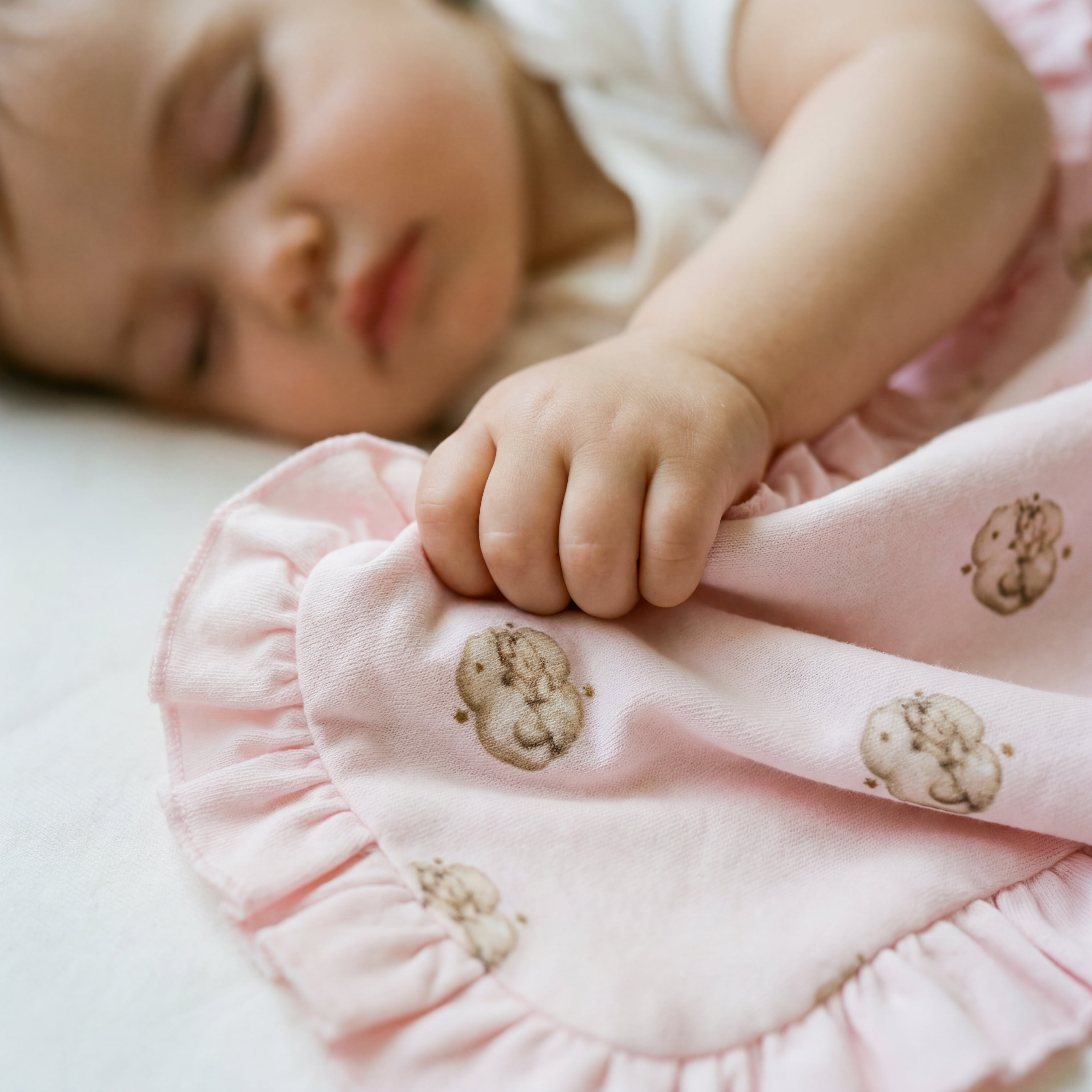 Ruffled Sheep Print Baby Blanket
