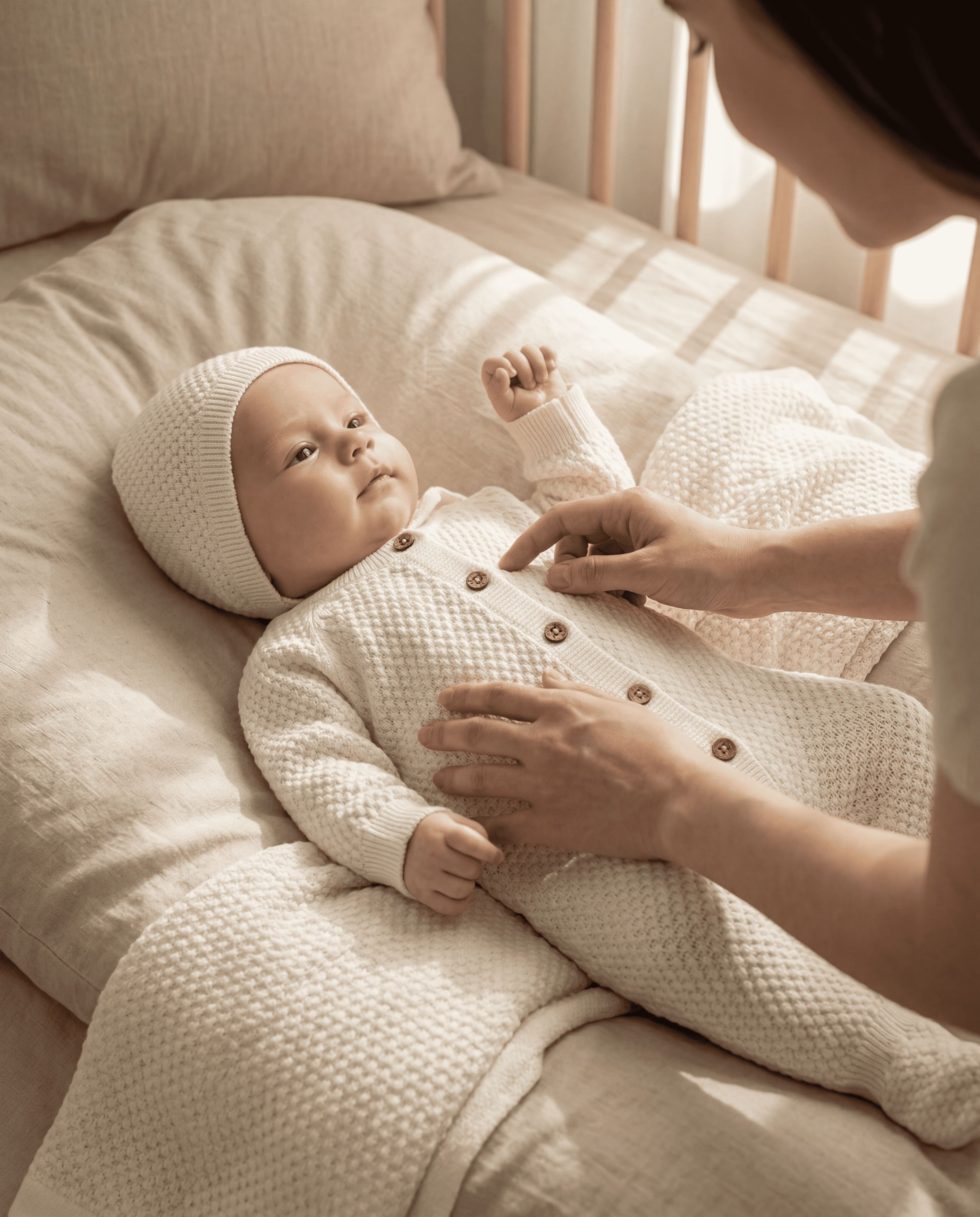 Ecru Knit Jumpsuit & Blanket Set