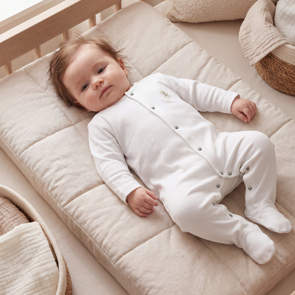 Rabbit Embroidered Pajama Jumpsuit