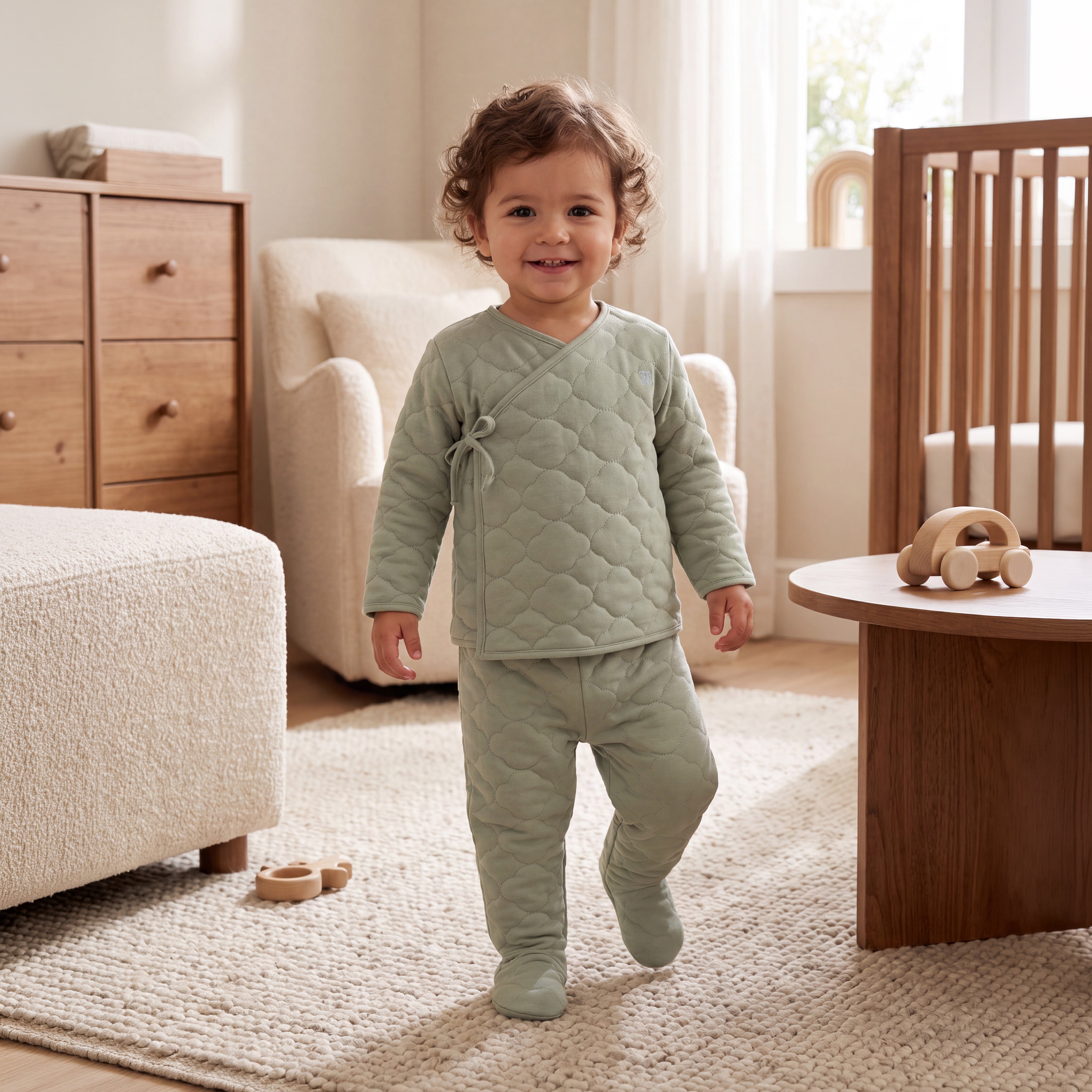 2-Piece Cloud Quilted Green Jacket & Pant Set