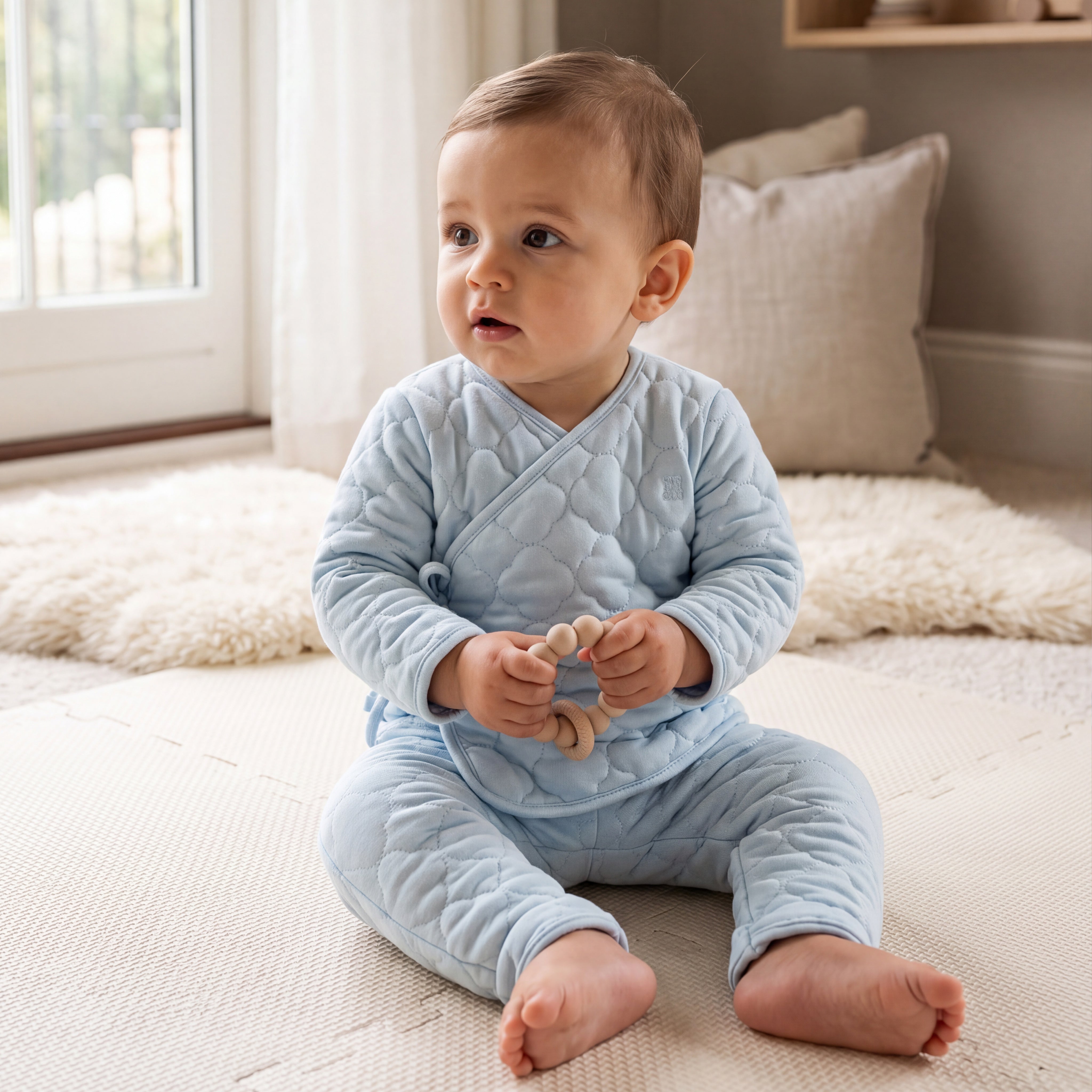 2-Piece Cloud Quilted Blue Jacket & Pant Set