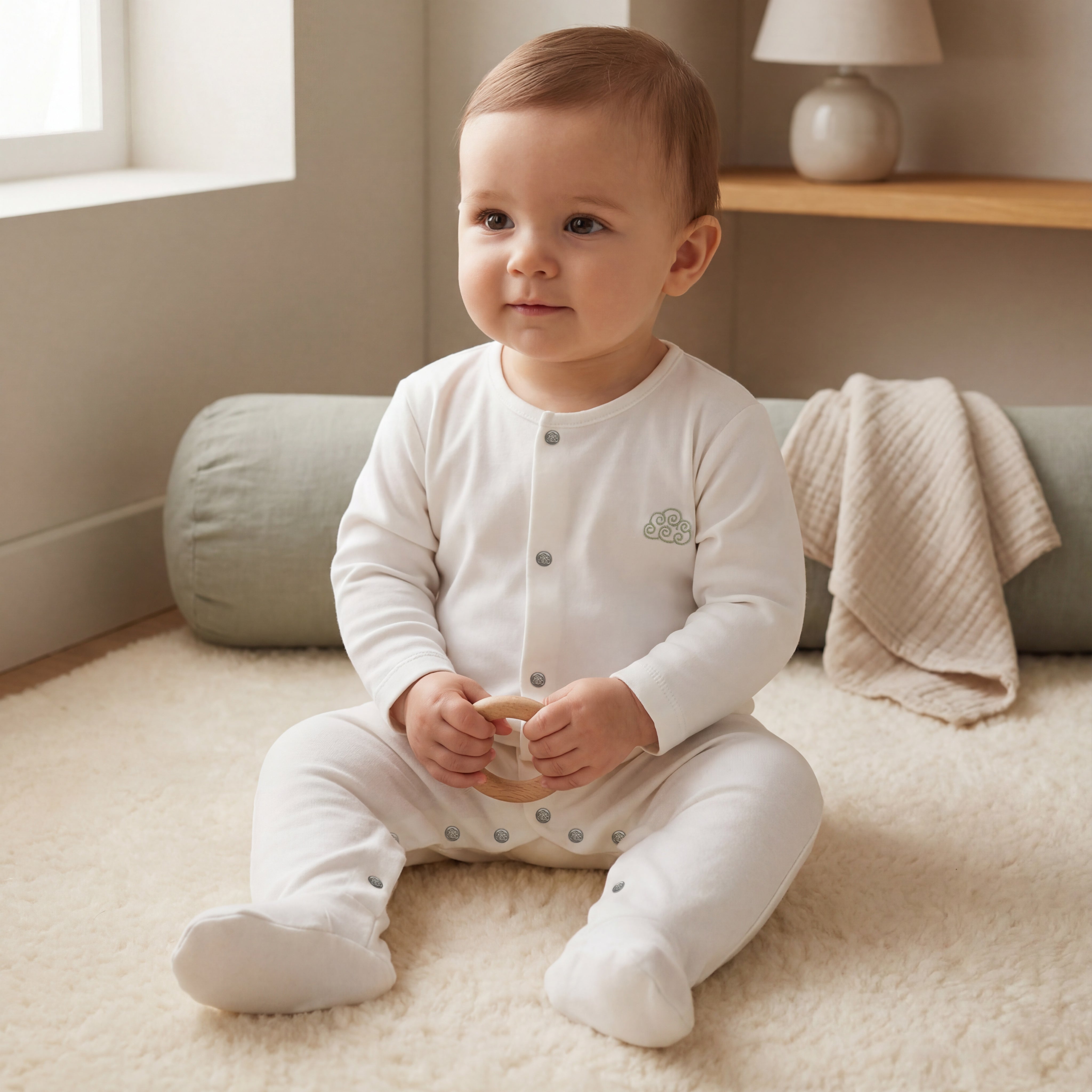 Cloud Embroidered Pajama Jumpsuit
