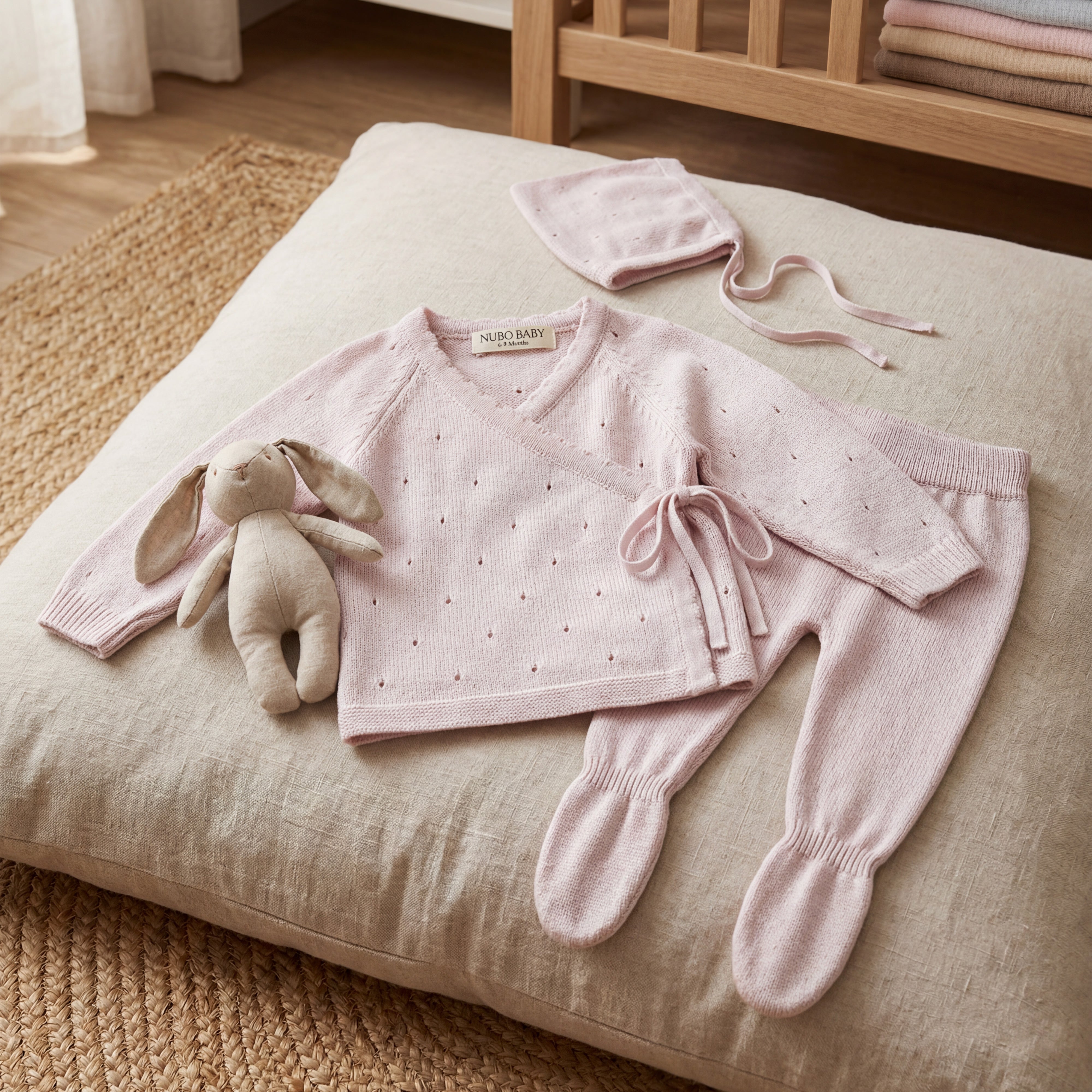 Pink Knit Cardigan & Leggings Set