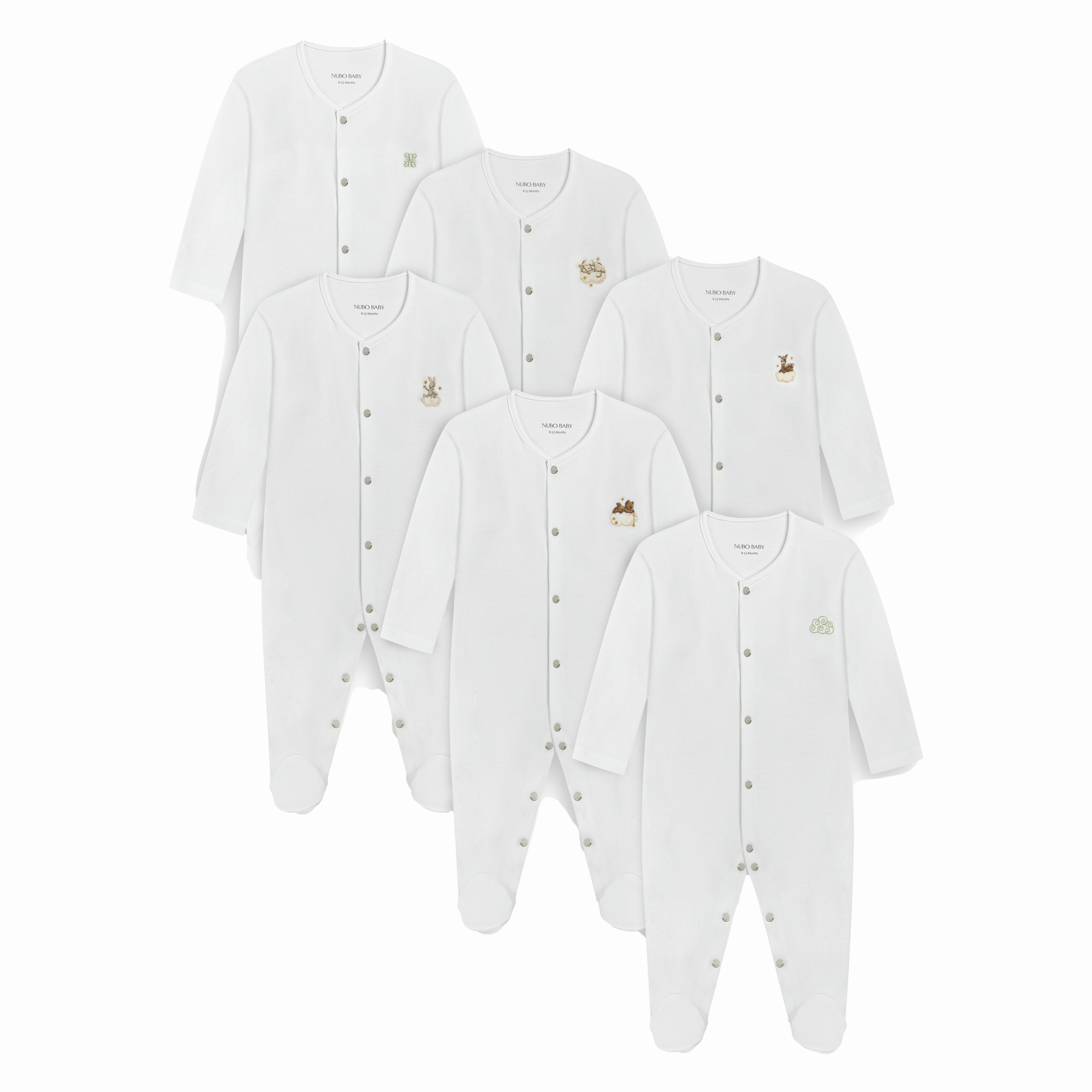 6-Piece Embroidered Pajama Jumpsuit Set