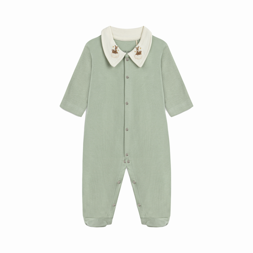 Deer Embroidered Collar Jumpsuit