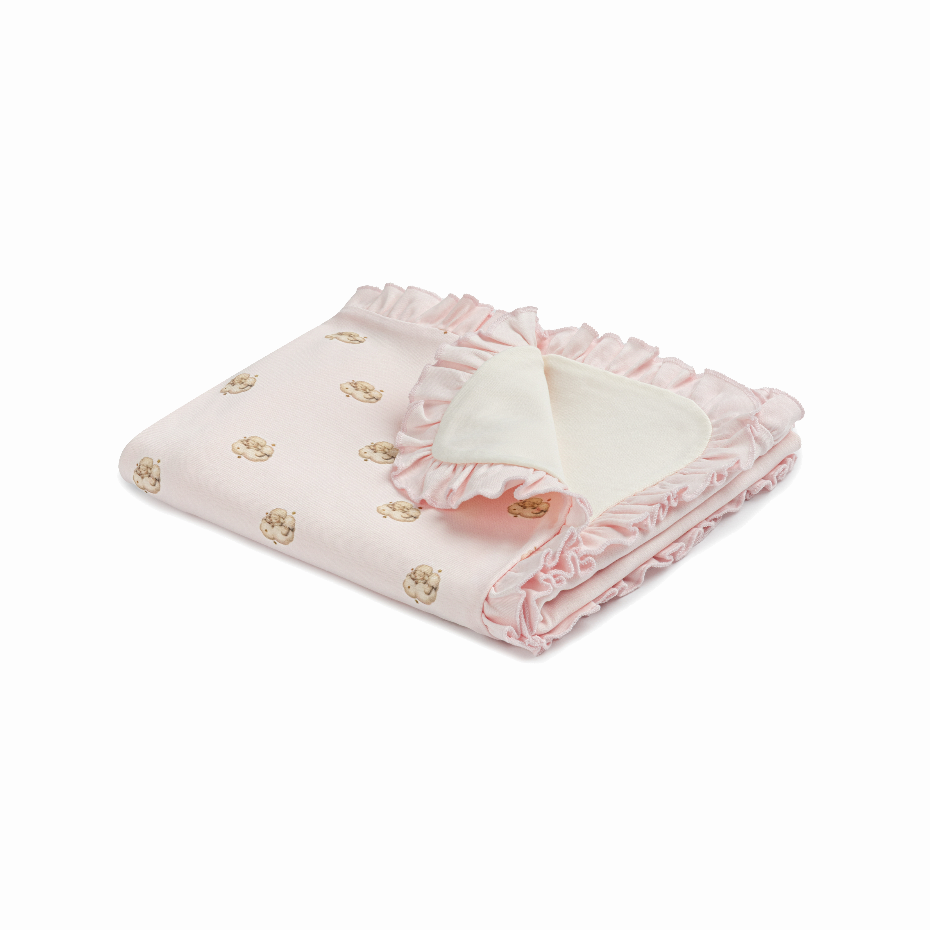 Ruffled Sheep Print Baby Blanket