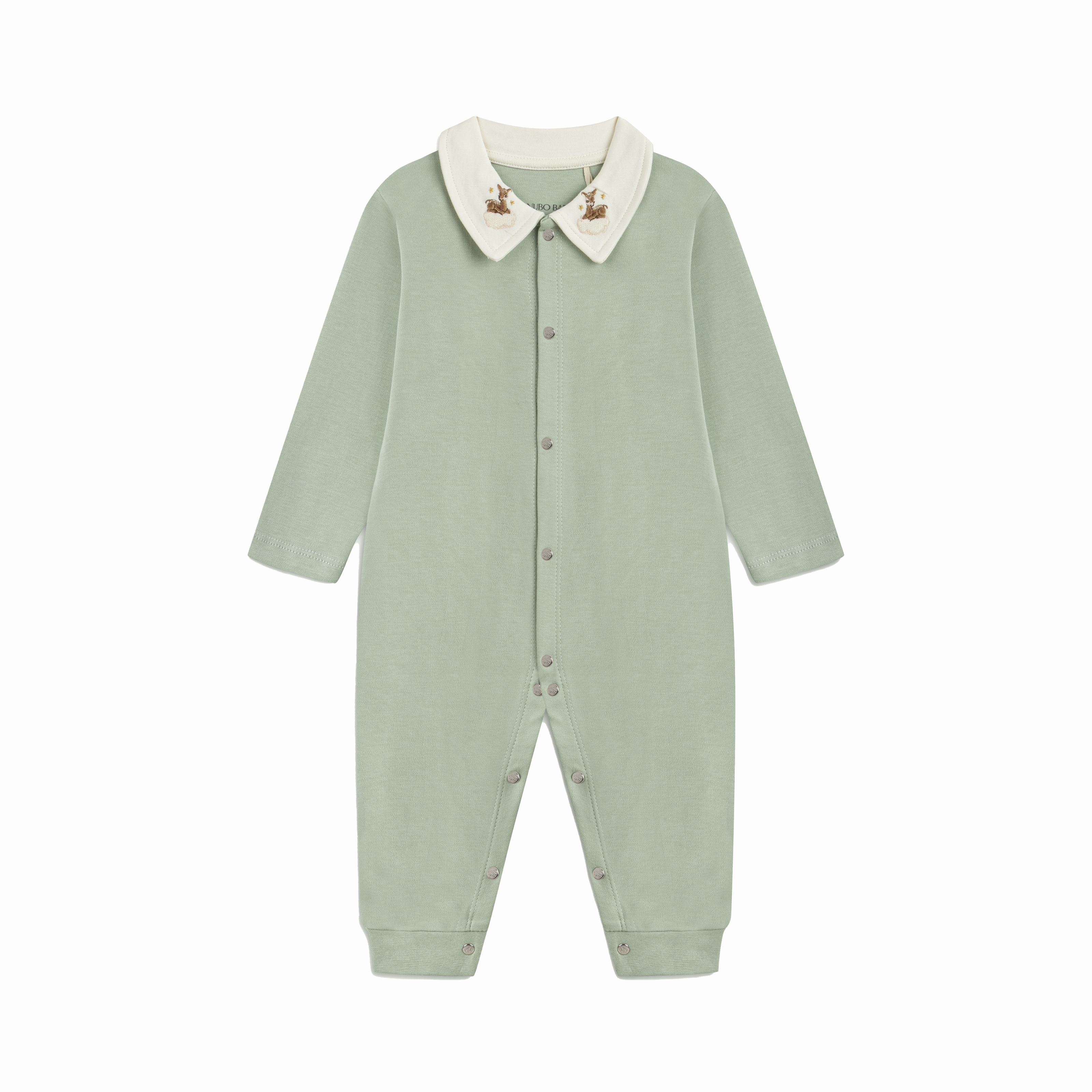 Deer Embroidered Collar Jumpsuit