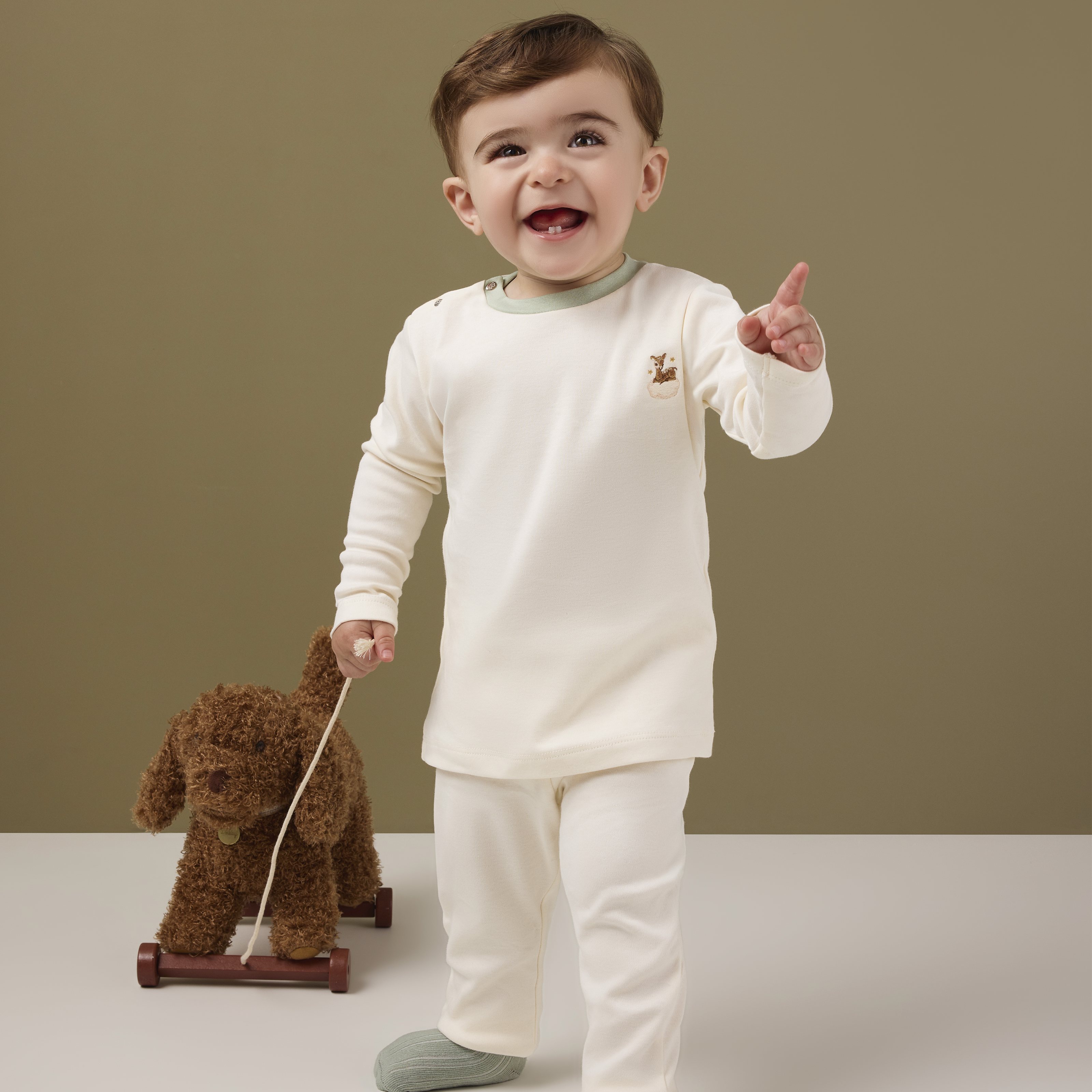 Deer Embroidered Baby Leggings