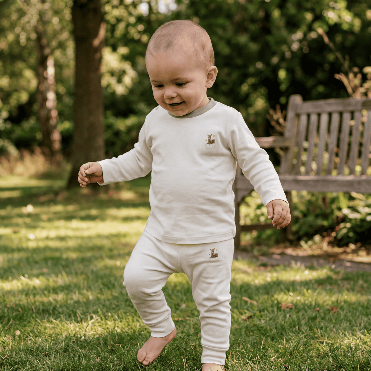 Deer Embroidered Baby Leggings