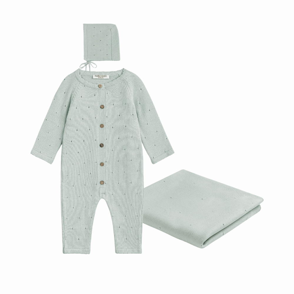 Mint Knit Jumpsuit & Blanket Set