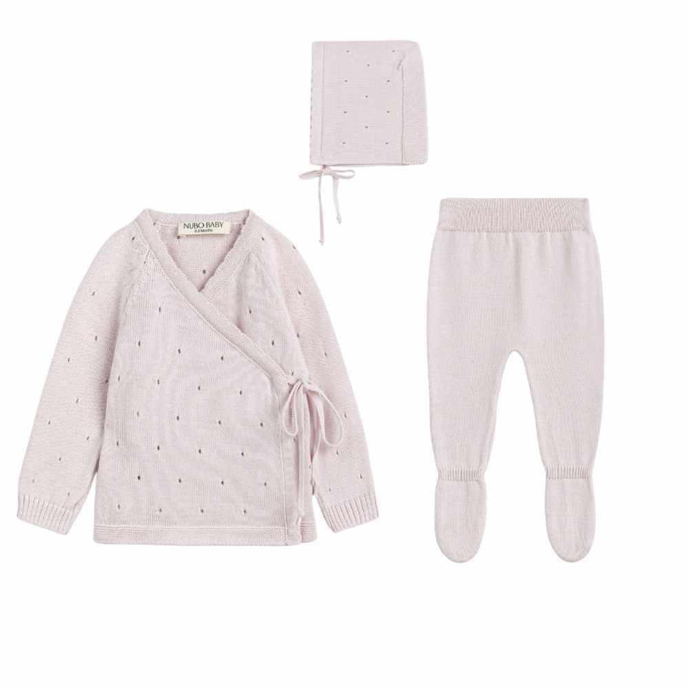 Pink Knit Cardigan & Leggings Set