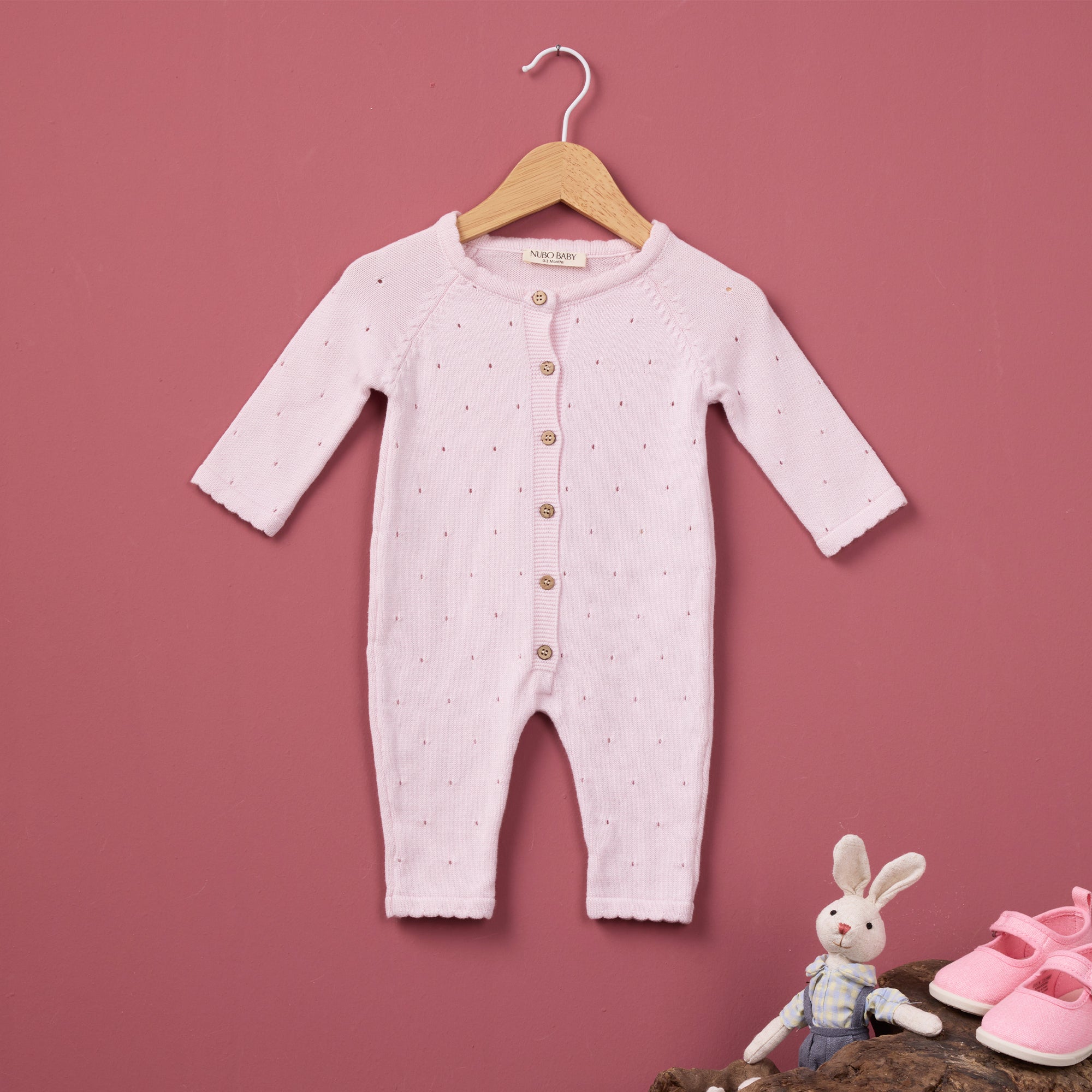 Pink Knit Jumpsuit & Blanket Set