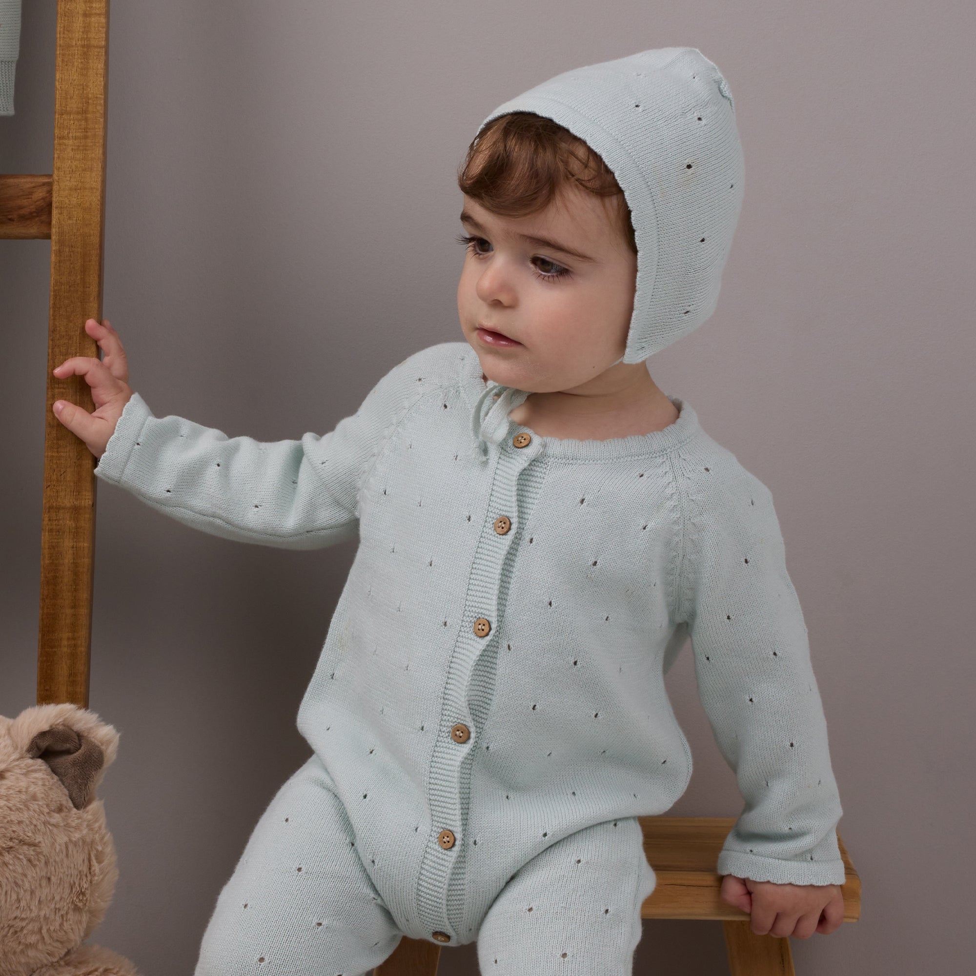 Mint Knit Jumpsuit & Blanket Set