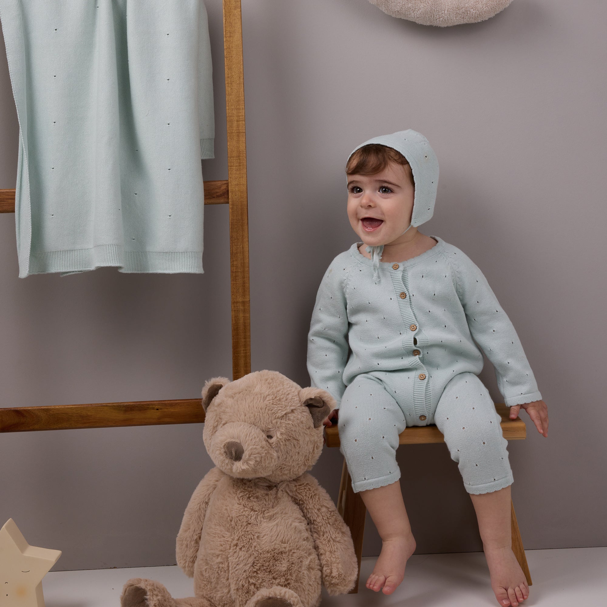 Mint Knit Jumpsuit & Blanket Set