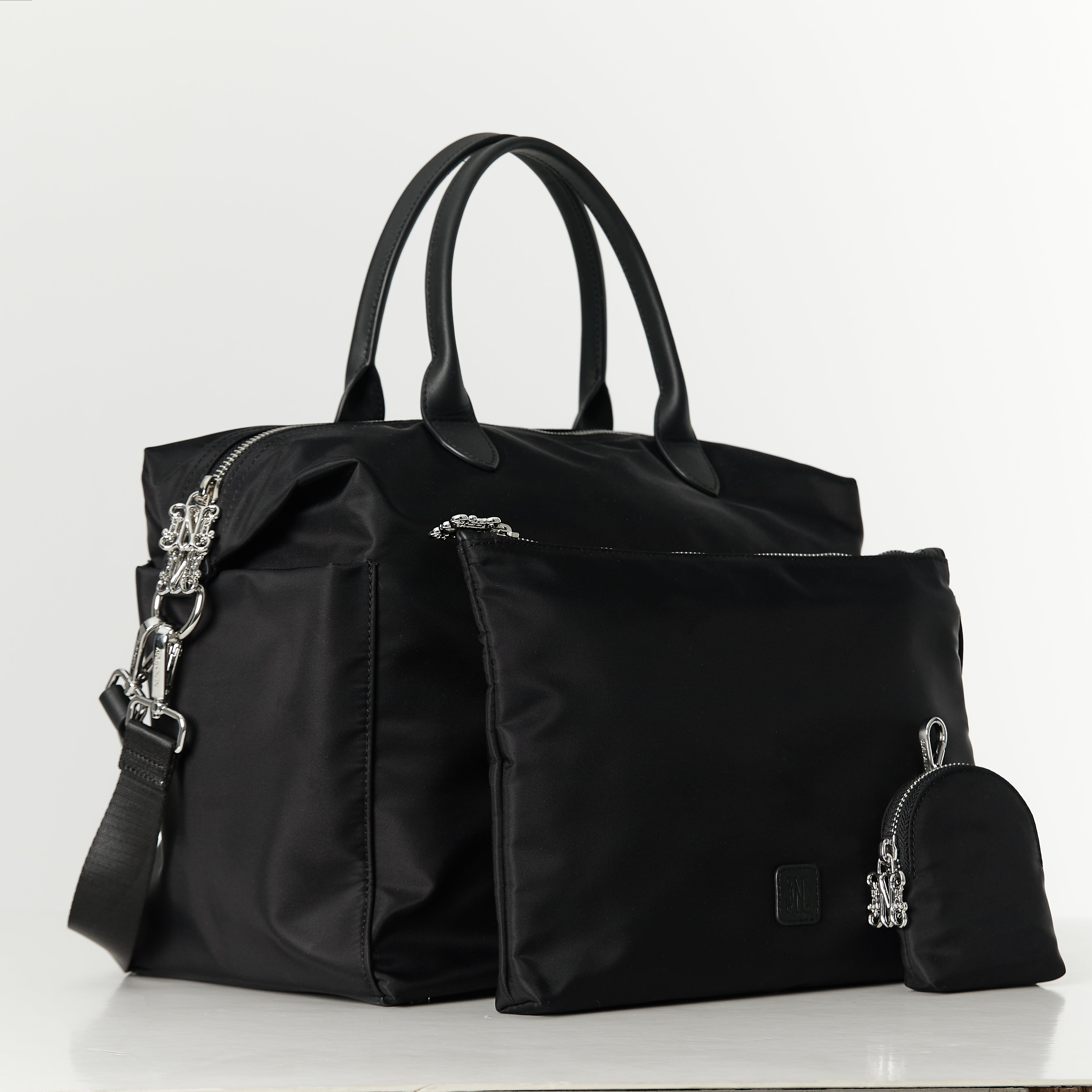Monogram Black Diaper Bag Set