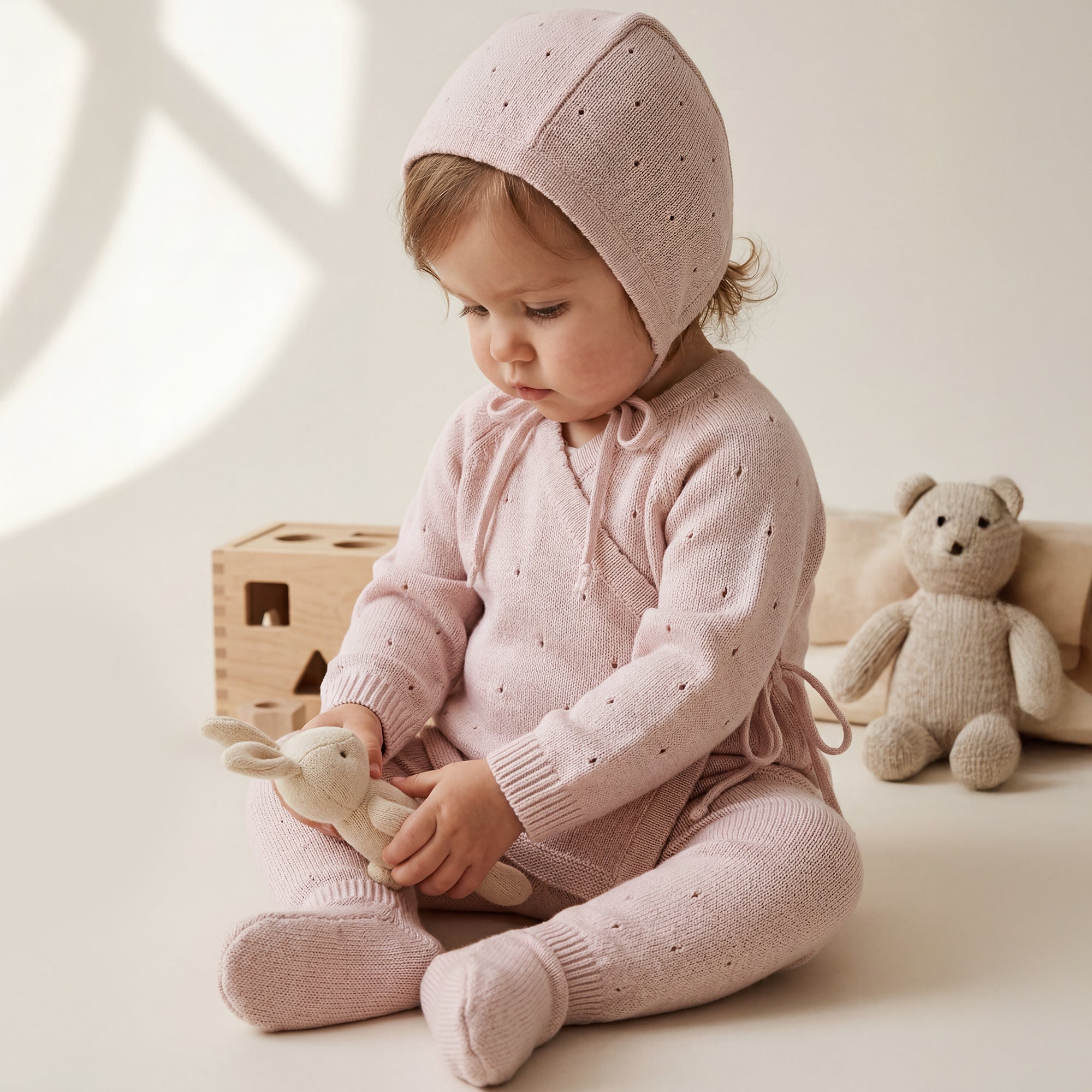 Pink Knit Cardigan & Leggings Set