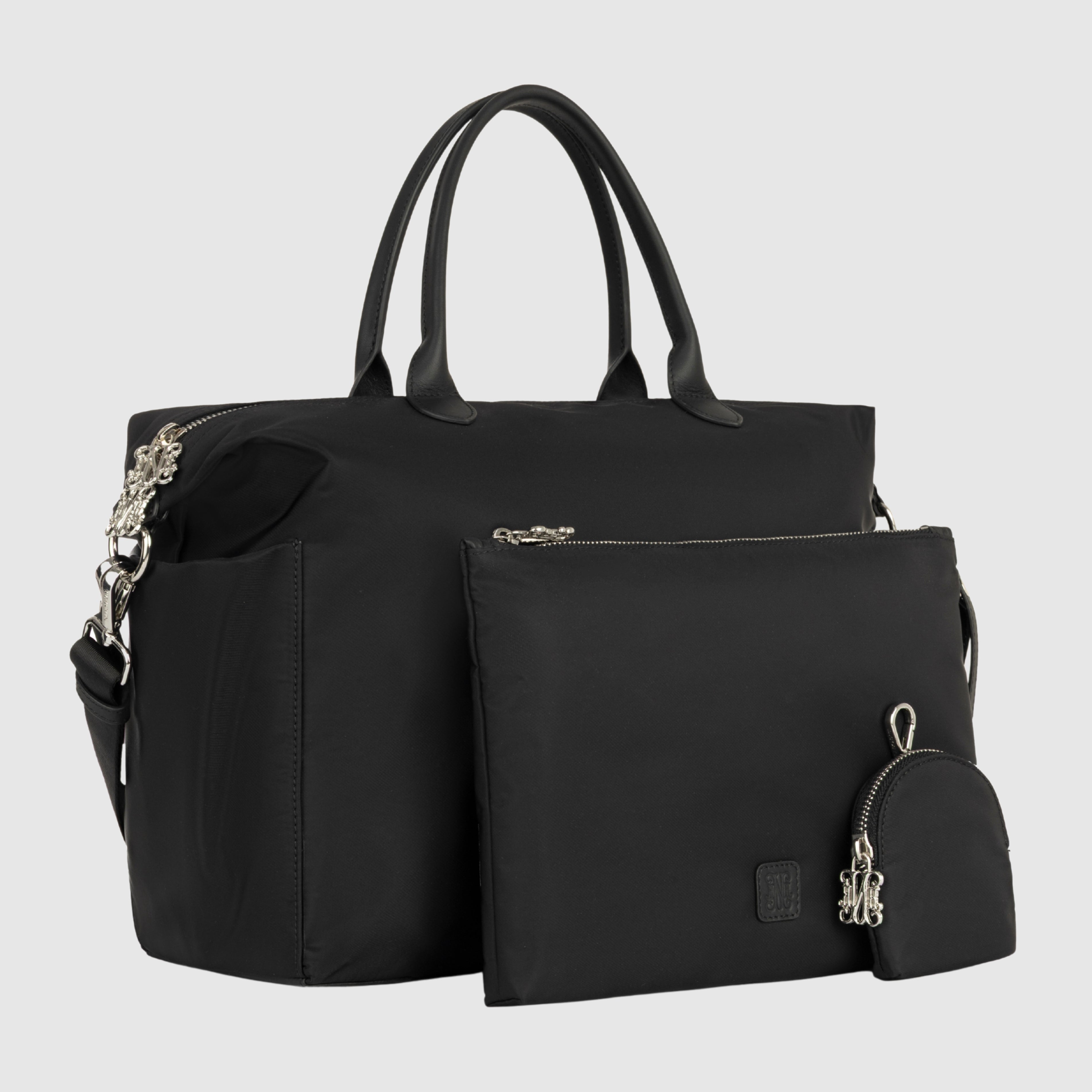 Monogram Black Diaper Bag Set
